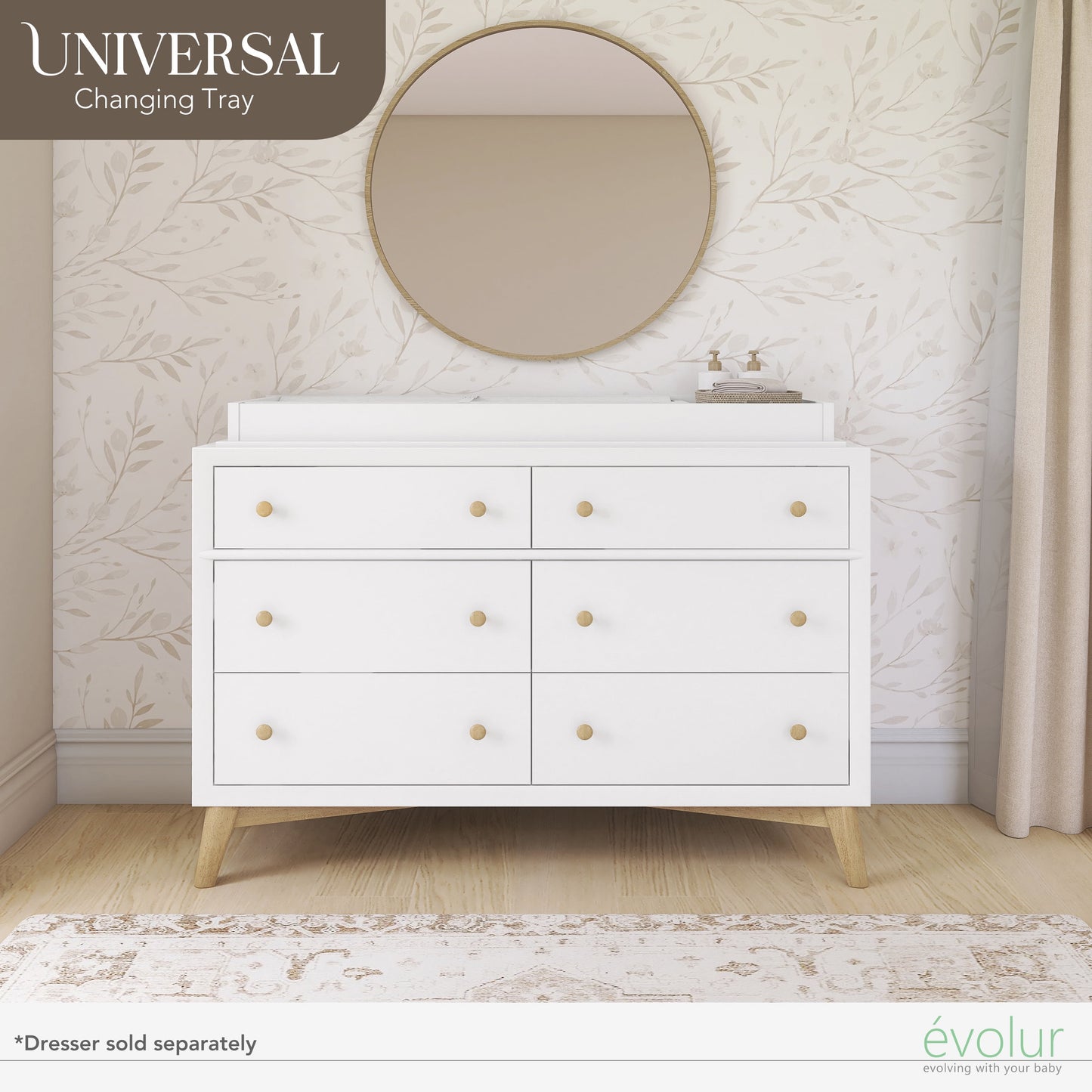 I Modern Changing Tray I Lasting Quality, Weathered White