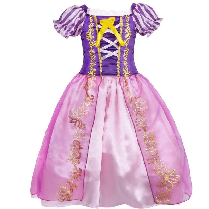 Rapunzel Dress for Girls Floral Puffy Rapunzel Princess Costumes Kids Dress up Halloween Cosplay Birthday Dresses up with Accessories 120 CM 5-6 Years