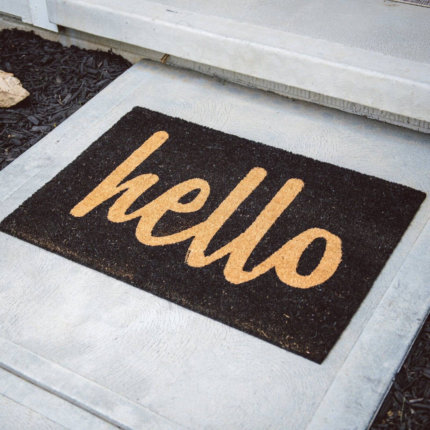 Script Hello Outdoor Coir Doormat, 24" X 36"