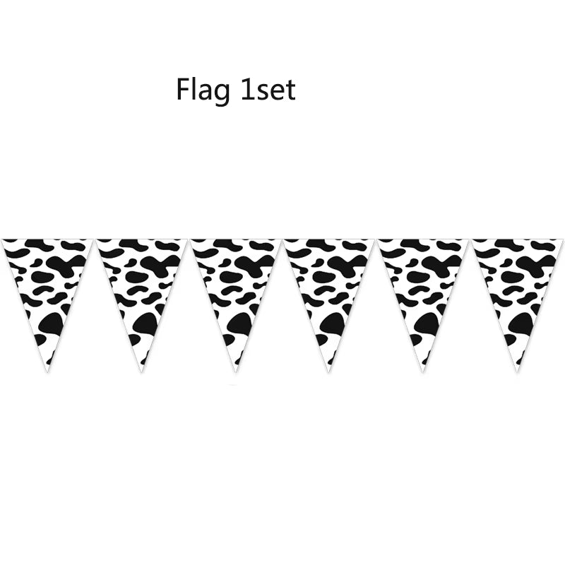 Farm Cow Theme Birthday Party Animal Party Cow Decoration Disposable Cups Plates Flags Tablecloth Baby Shower Balloon Decoration