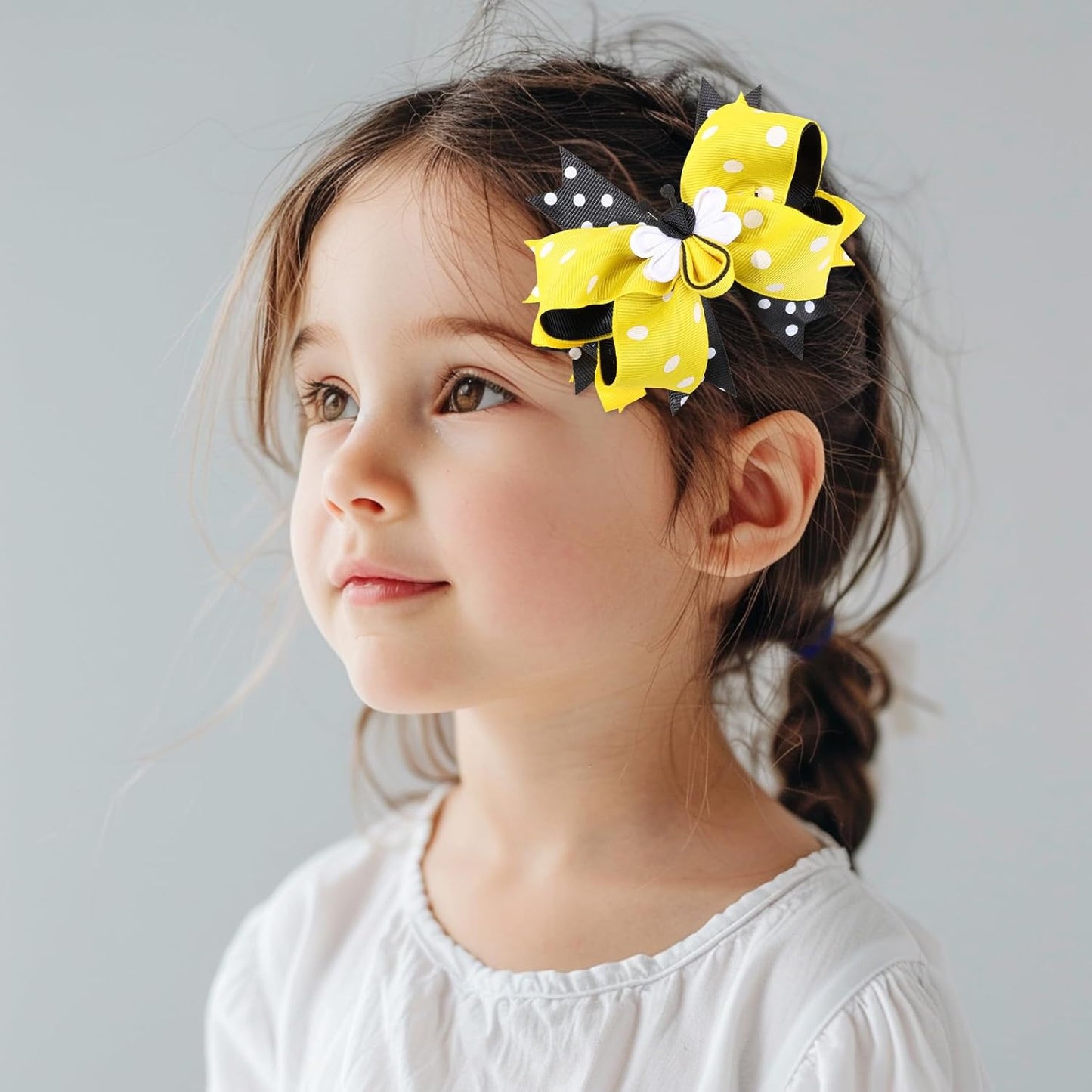 Cute Bows for Girls: Yellow Bee Hair Accessories, Ribbon Hair Clips, and Spring Barrettes for Hair Decorations