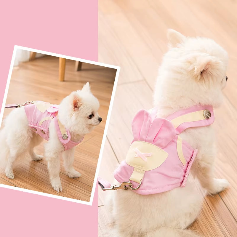 Cute Pet Dog Harness Leash Set Pet Chest Strap Breathable Dog Leash Walking Rope for Small Dogs Pomeranian Pet Vest Harness Rope