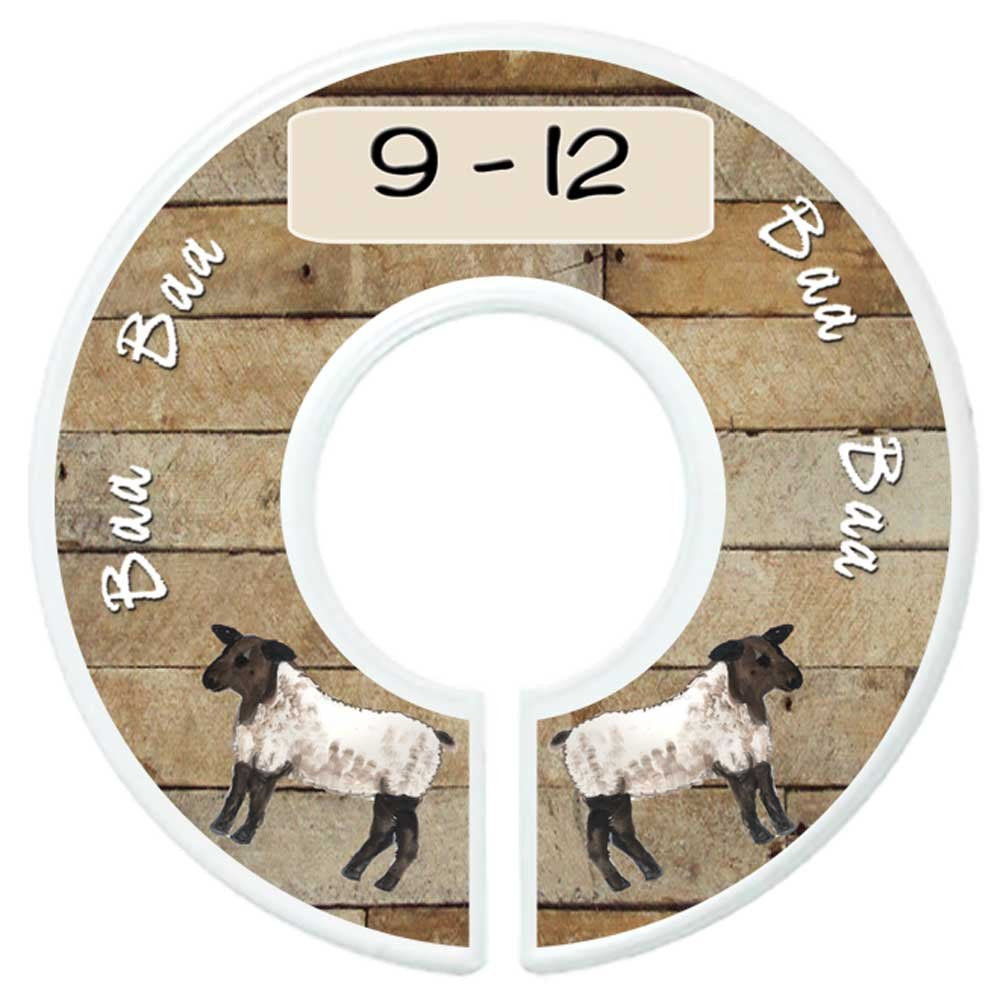 Baby Nursery Closet Dividers, Barnyard Themed, 6 Piece Set, Plastic, Multicolor, 3.5 in Height and Width, 1 3/8 in Diameter Opening