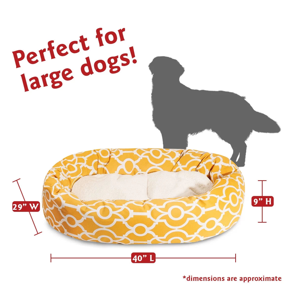 Sherpa Athens Bagel Pet Bed for Dogs, Calming Dog Bed Washable, Large, Citrus