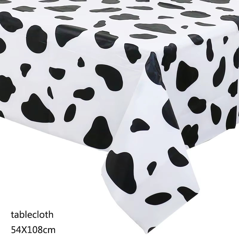 Farm Cow Theme Birthday Party Animal Party Cow Decoration Disposable Cups Plates Flags Tablecloth Baby Shower Balloon Decoration