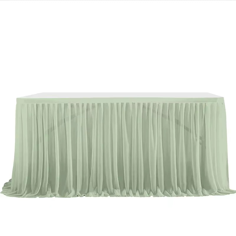 6/9FT Party Table Skirt Birthday Pleated Dessert Tablecloth Cover Wedding Festive Table Skirting Baby Shower Home Table Decor