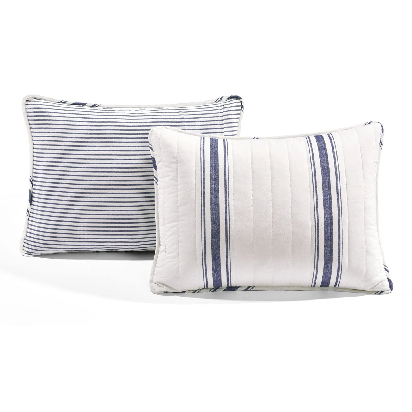 Farmhouse Stripe Reversible Cotton Quilt Black 2Pc Set Twin-Xl