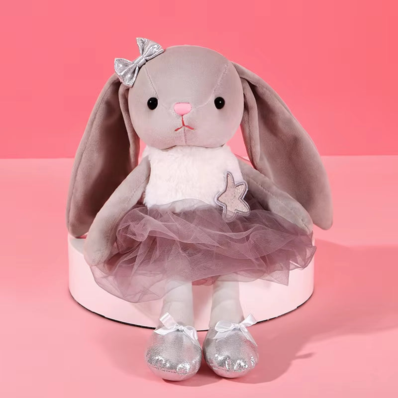 Kawaii Ballet Rabbit Plush Toy Soft Stuffed Animal Cute Long Ear Bunny Plush Doll Toys for Kids Baby Sleeping Plushie Pillow Toy