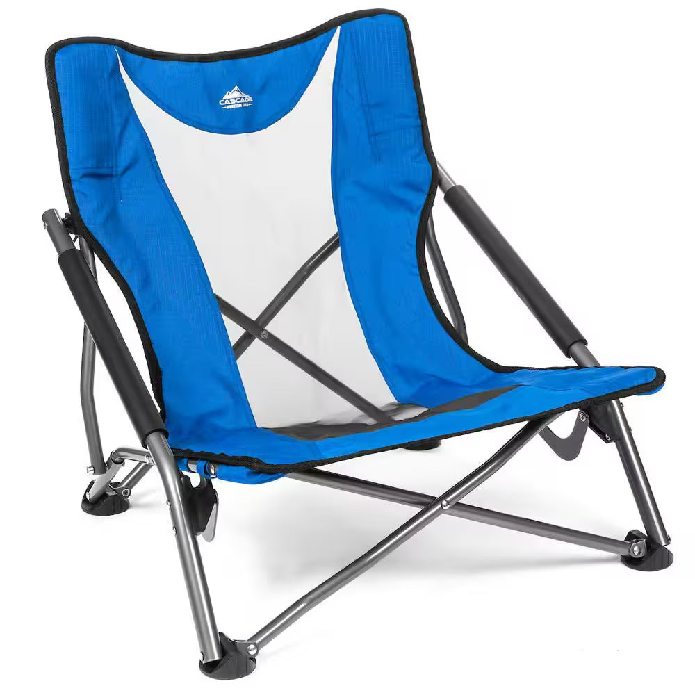 Low Profile Folding Aluminum Camping Chair for Beach, Picnic, Barbqeues, Sporting Events with Carry Bag, Black