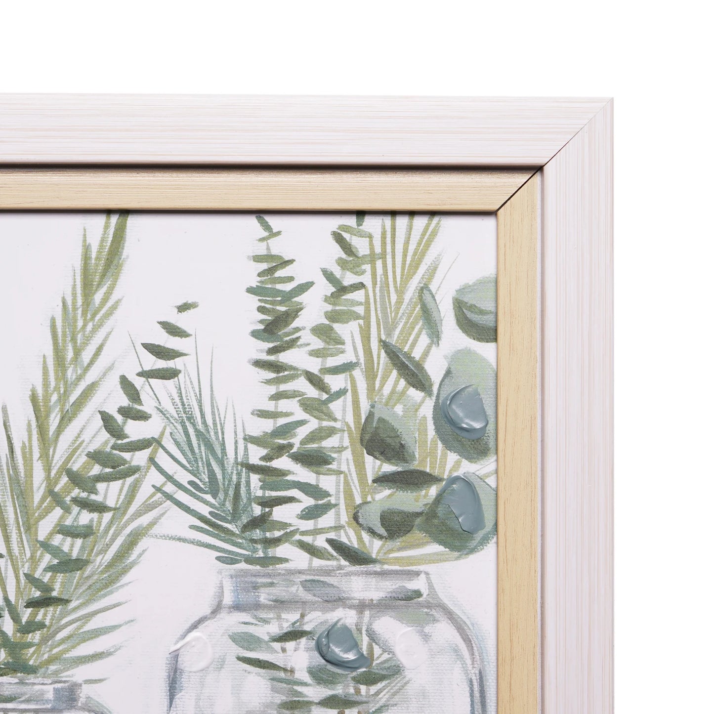 Double Framed Botanical Natural Wood Color Home Wall Art 12" X 22"