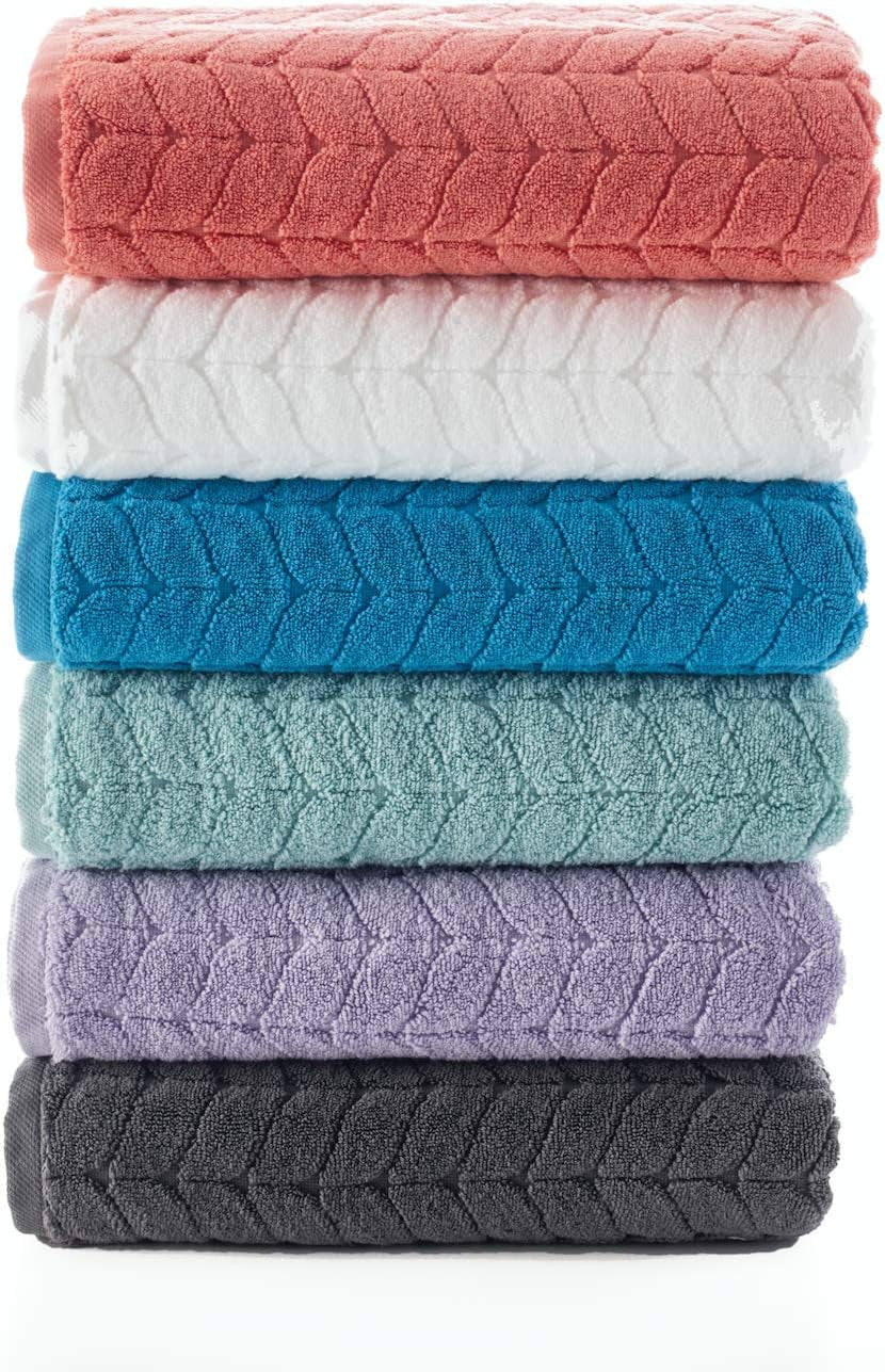 Turkish Bath Towels, Soft Plush Jacquard Luxury Bath Towels, Quick Dry Towel Set (Lavender, 6 Pcs Towel Set)