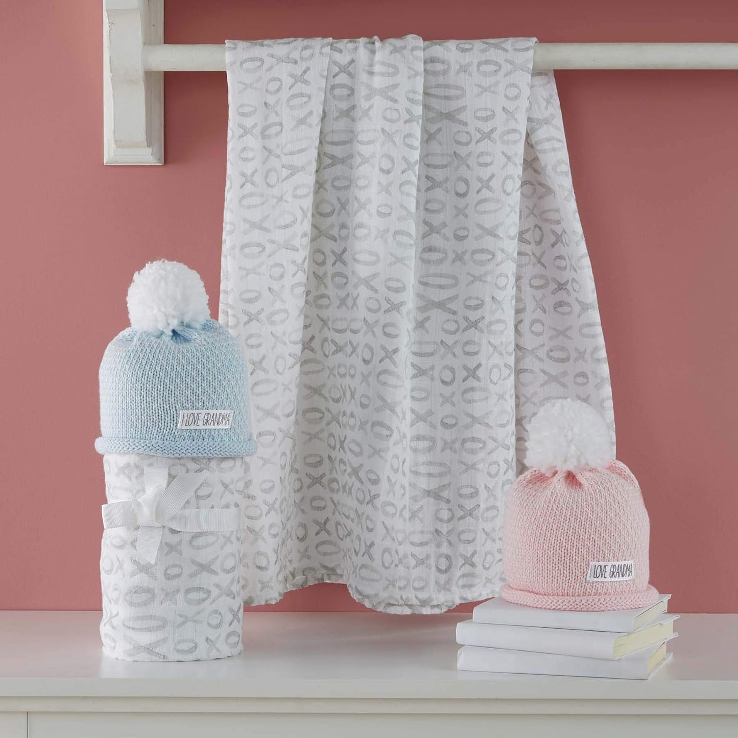 Grandma Swaddle and Hat, 2 Piece Set (Blue)