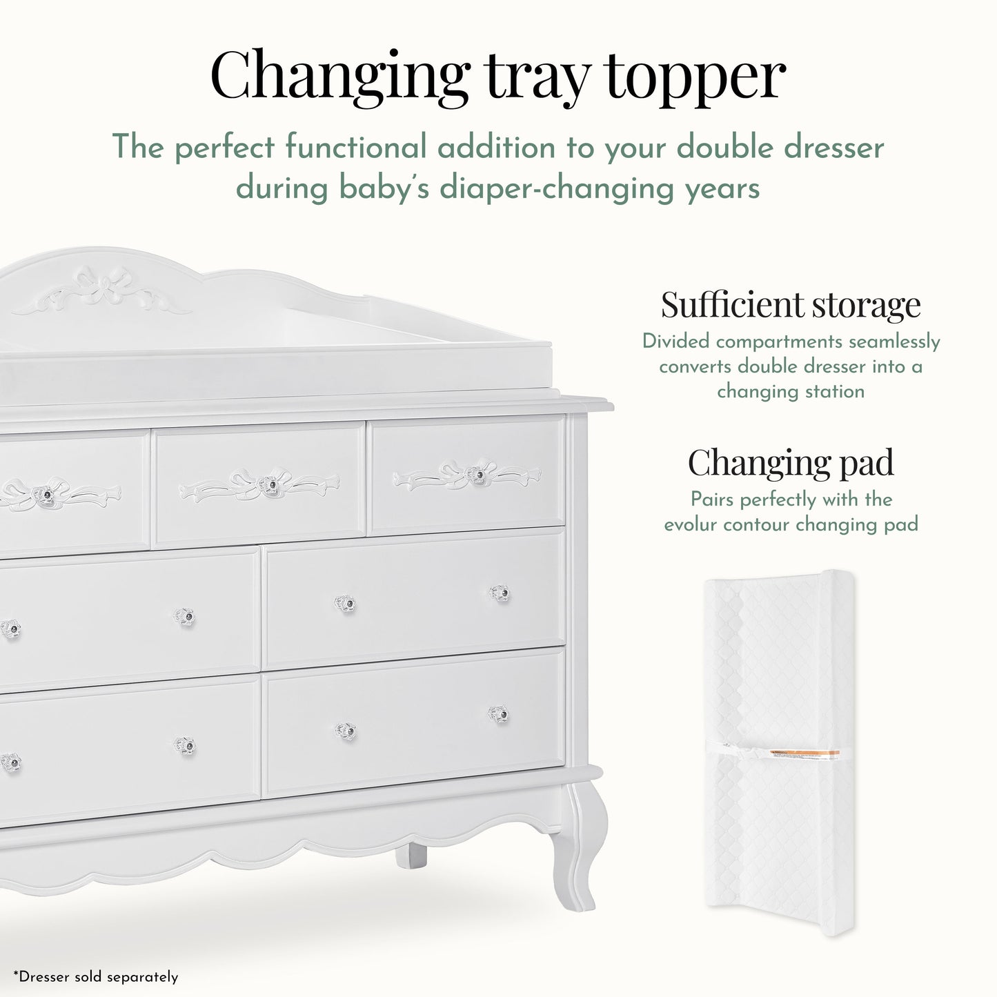 Aurora Change Tray I Lasting Quality I Intricate Ribbon Bow Scrollwork, Frost