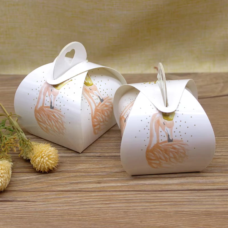 10Pcs 5.5X5.5X6.5Cm Paper Candy Box Flamingo Chocolate Gift Box for Baby Shower Birthday Wedding Party Supplies