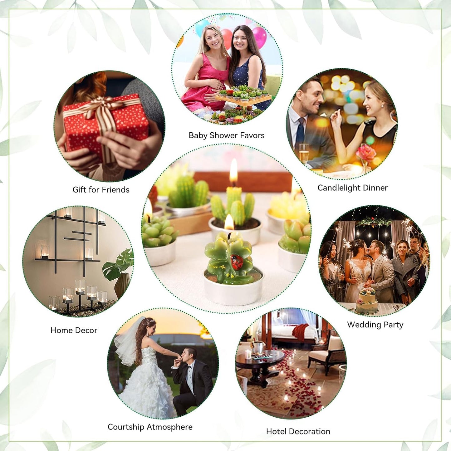 12Pcs Cactus Candles Succulent Candles, Wedding Party Favors for Guests, Bridal Shower Candles Favors