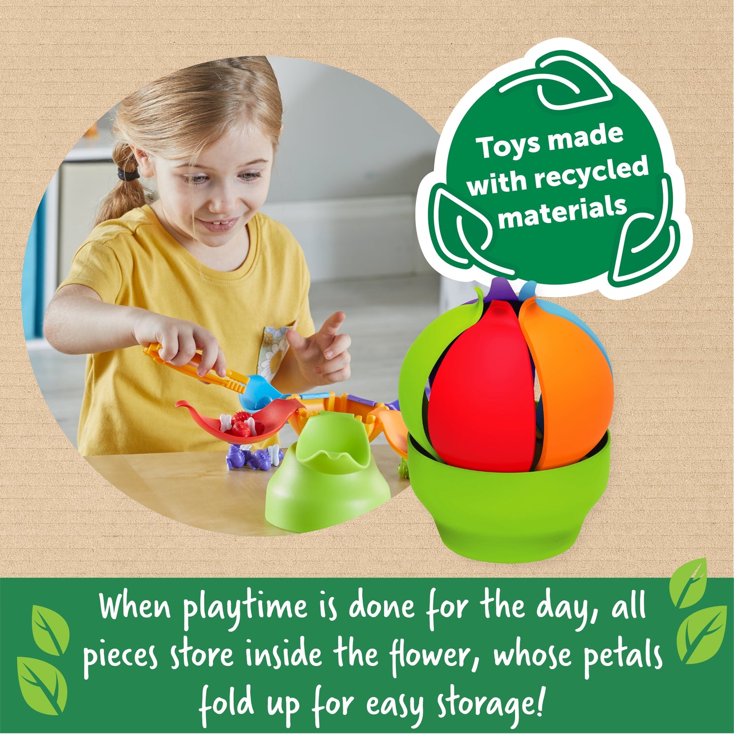 Blooming Balance Bees Fine Motor Sorting Set, 38 Pieces, Ages 3+, Preschool Learning Activities, Toddler Learning Toys 2-4, Montessori Toys, Sustainable Toys