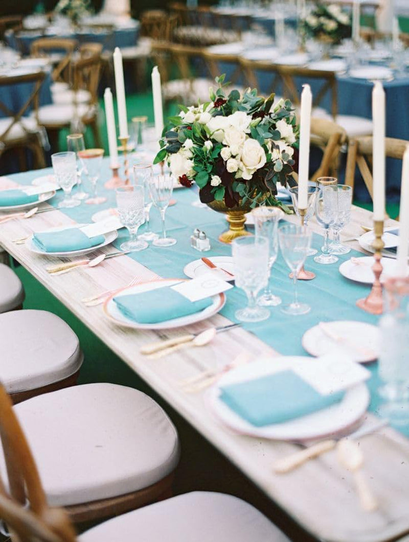 Burlap Table Runner Baby Blue Party Table Runners 2 Pack 13X84 Inch Farmhouse Spring Table Linen for Family Dining Ceremony Table Decoration