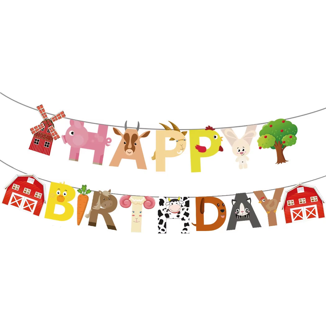 Baby Shower Farm Animals Theme Party Favors Decorations with Balloon Cartoon Disposable Tableware Sets Birthday Party Supplies