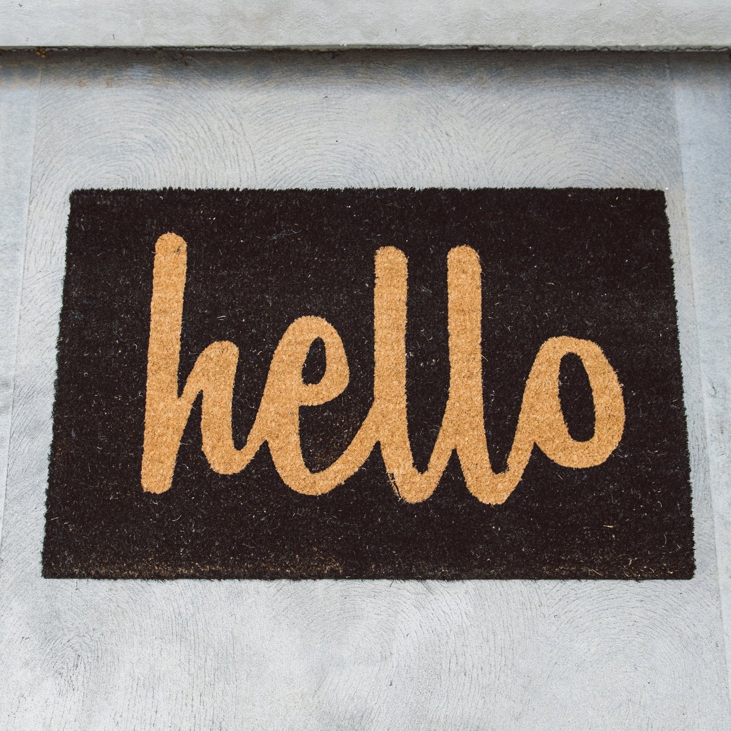 Script Hello Outdoor Coir Doormat, 24" X 36"