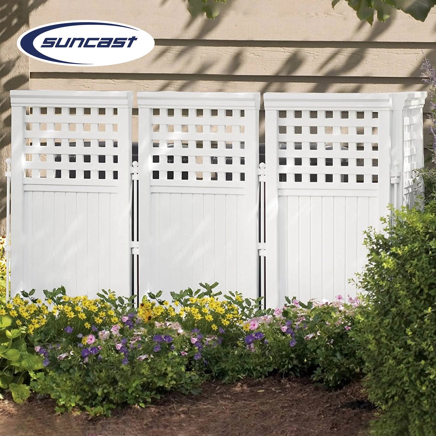 FS4423D Outdoor Patio 4 Panel Screen Enclosure Gated Fence, Plastic, White, 44 in H X 24 in D