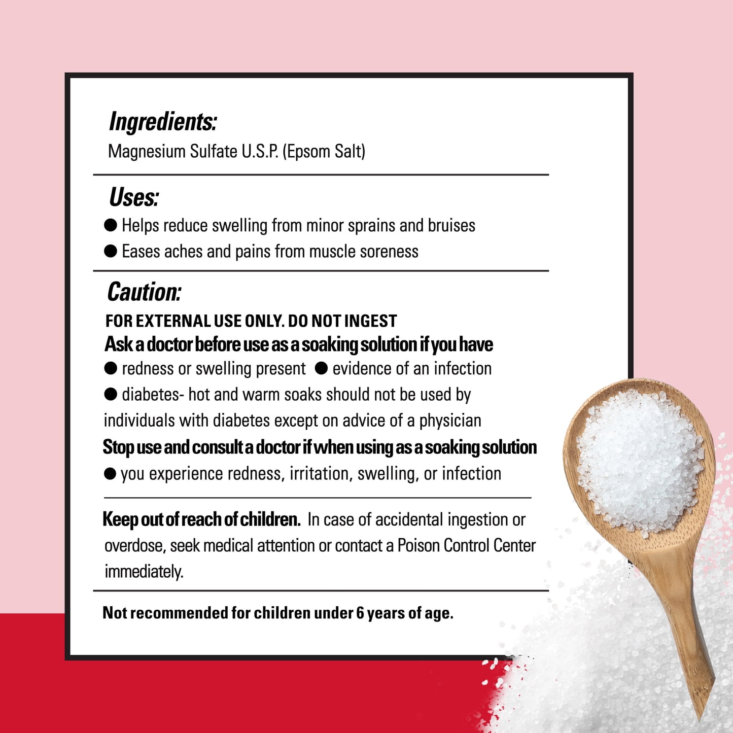 Pure Epsom Salt Soak, Therapeutic, Fragrance Free, 6 Lbs