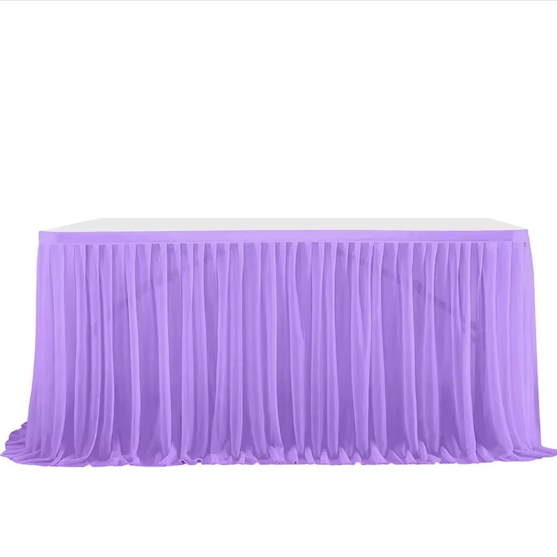 6/9FT Party Table Skirt Birthday Pleated Dessert Tablecloth Cover Wedding Festive Table Skirting Baby Shower Home Table Decor