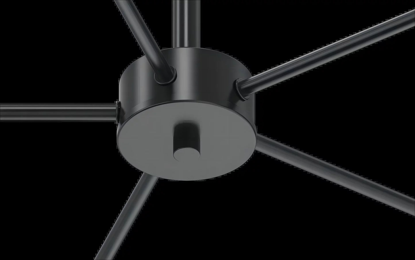 38" Wide Contemporary 5-Head Chandelier, Matte Black, Brass Interior, No Bulb