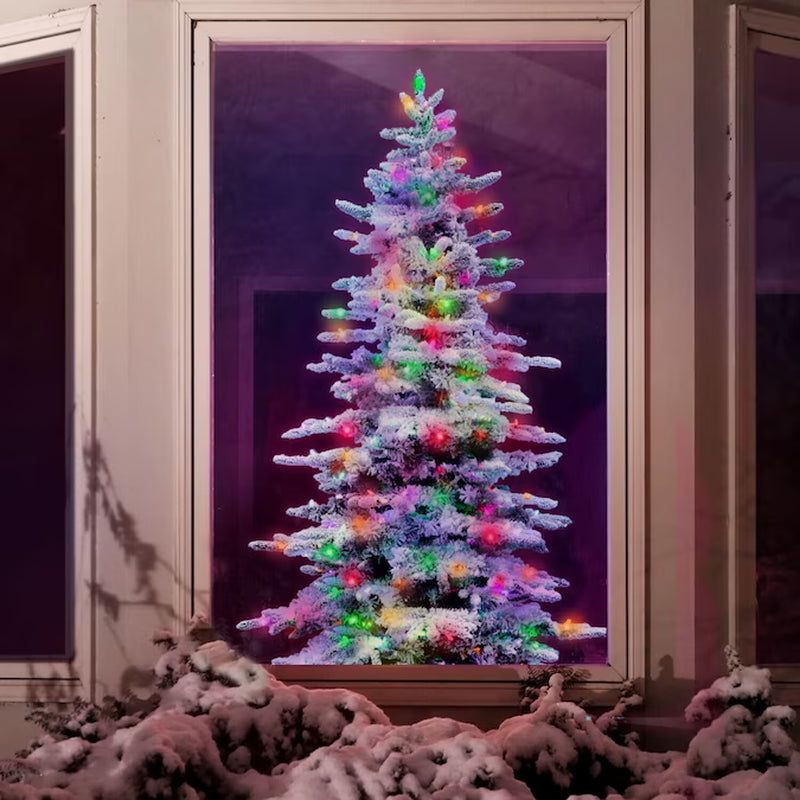 9-Ft Mountain Pine Pre-Lit Flocked White Artificial Christmas Tree with Color Changing LED Lights