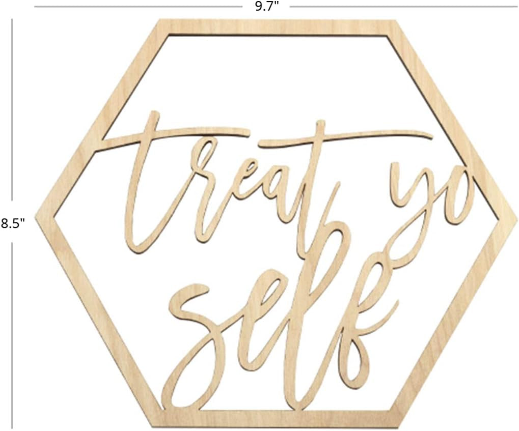 Wood Treat Yo Self Sign, Wedding Display, Party Banner, Event Decorations for Wedding Engagement Bridal Shower Baby Shower Birthday Party (Treat Yo Self)