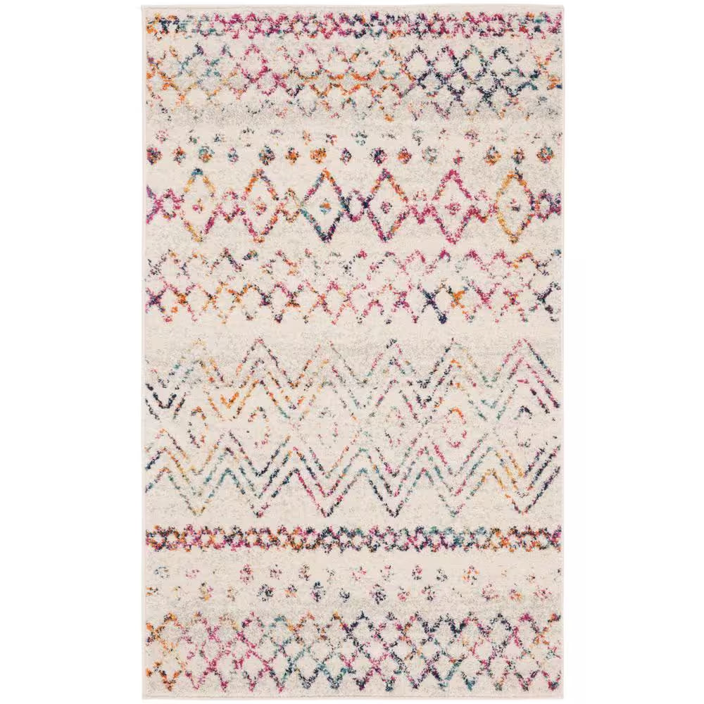Madison Ivory/Fuchsia 5 Ft. X 8 Ft. Geometric Area Rug