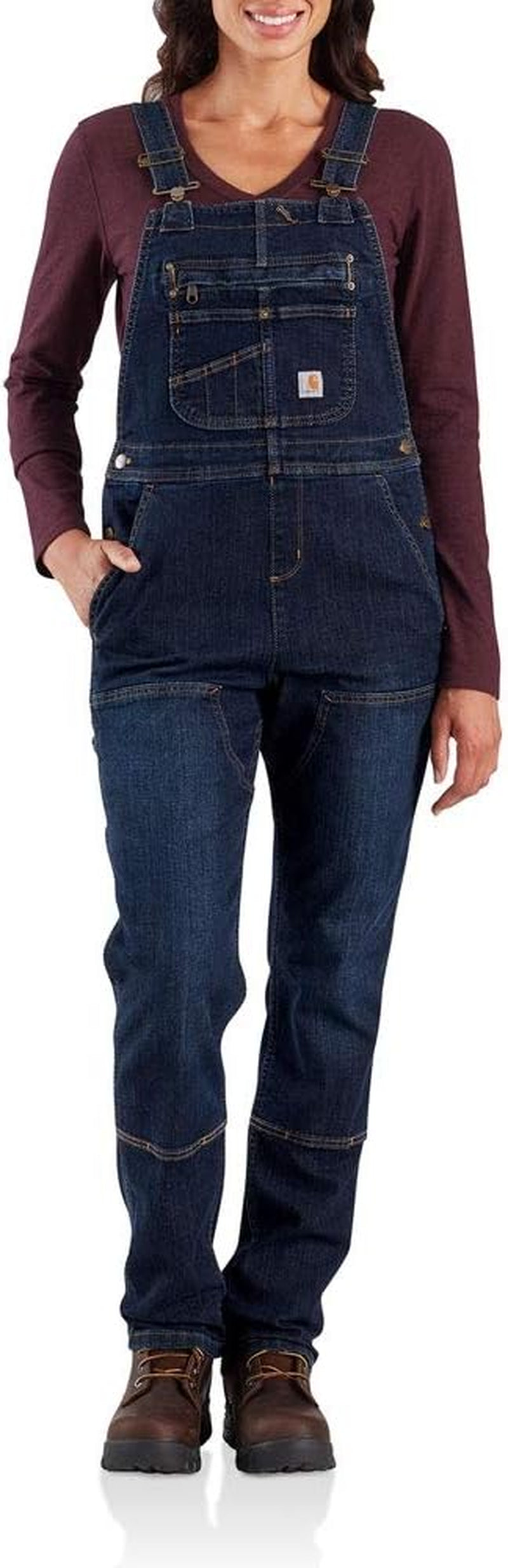 Women'S Denim Double Front Bib Overalls