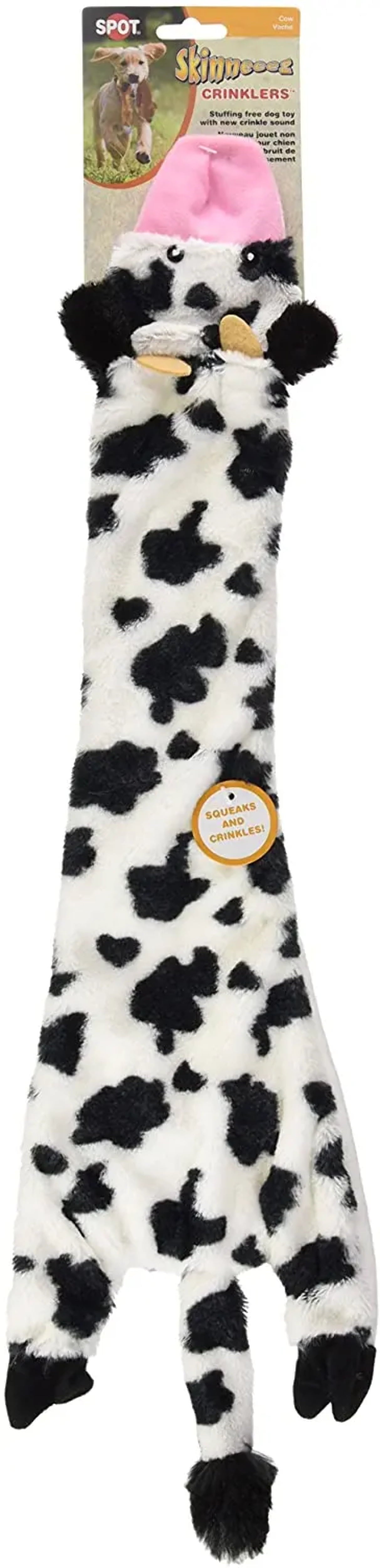 Ethical Pet Mini Crinklers Cow Squeaky Dog Toy 14-Inch