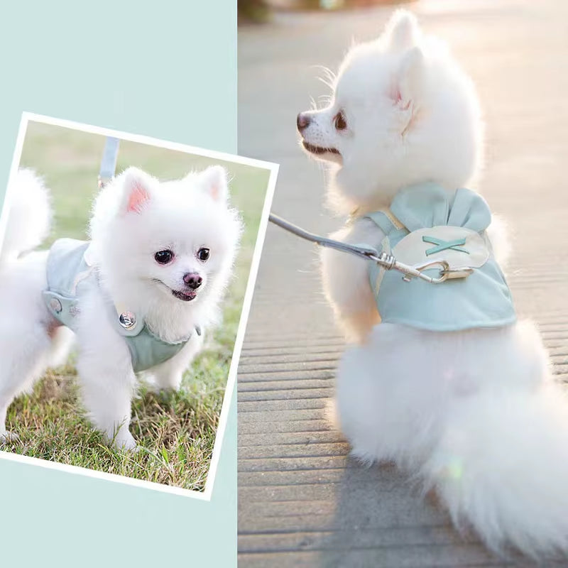 Cute Pet Dog Harness Leash Set Pet Chest Strap Breathable Dog Leash Walking Rope for Small Dogs Pomeranian Pet Vest Harness Rope