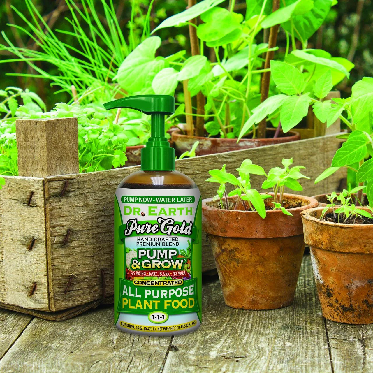 Pure Gold Pump & Grow All Purpose Plant Food, 1-1-1 Fertilizer, 8 Oz.