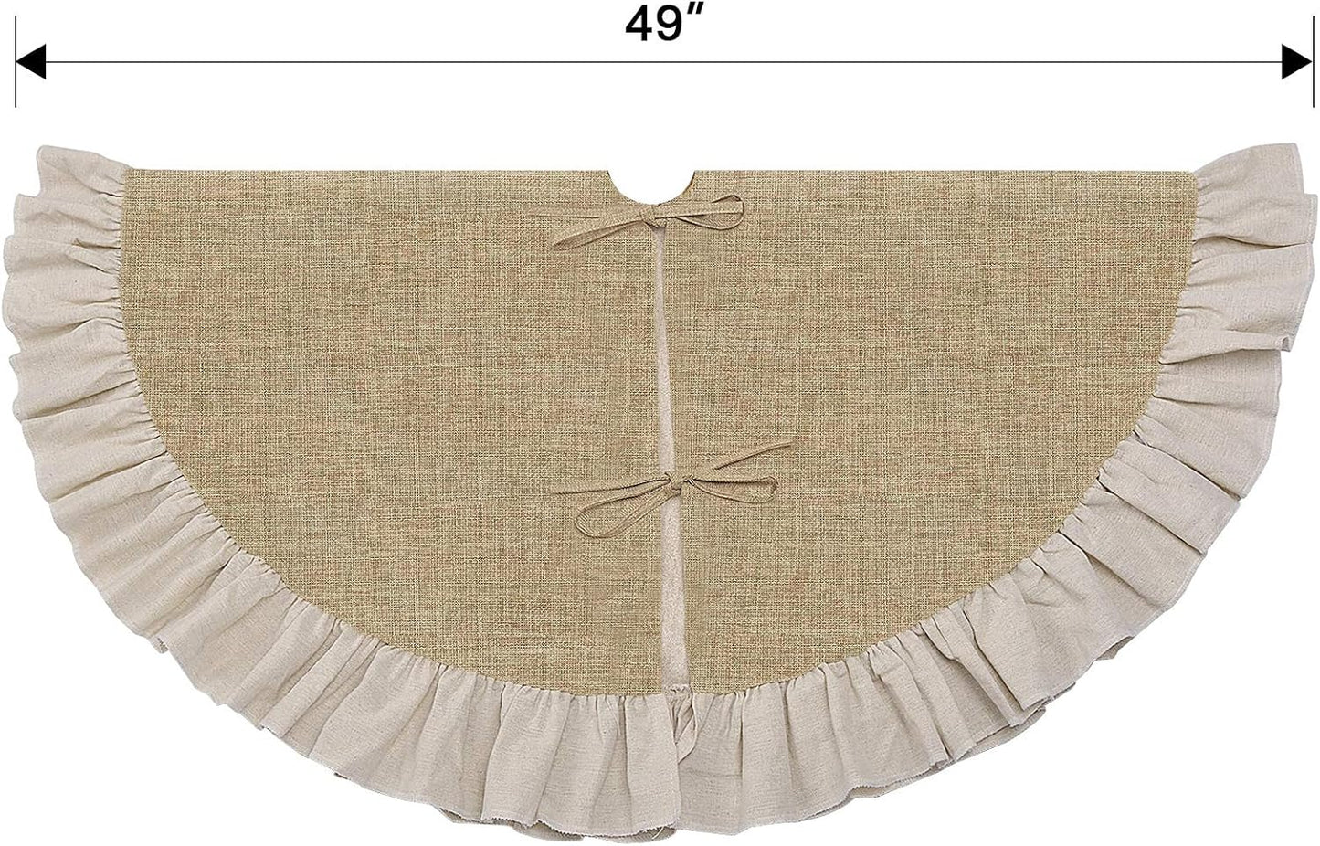 Burlap Christmas Fall Tree Skirt with Ruffle Border,48" Linen Rustic Tree Ornaments for Farmhouse Autumn Fall Christmas Decorations