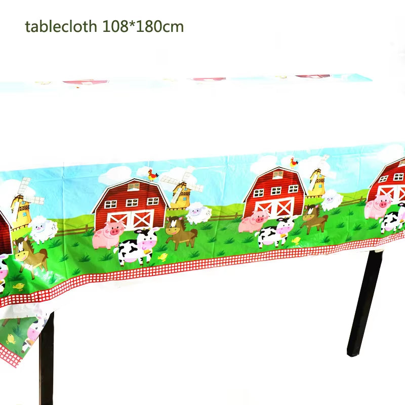 Farm Cow Theme Birthday Party Animal Party Cow Decoration Disposable Cups Plates Flags Tablecloth Baby Shower Balloon Decoration