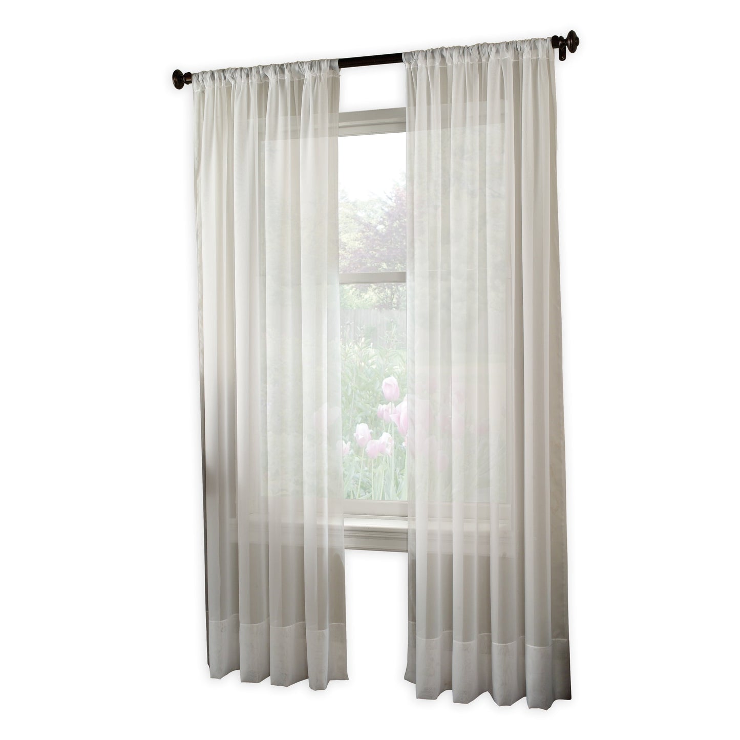 Soho Voile Indoor Curtain, Polyester Sheer Poletop Single Panel, Winter White, 59" X 120"