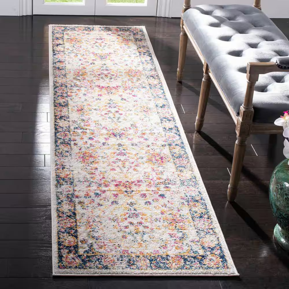 Madison Cream/Navy 2 Ft. X 6 Ft. Border Runner Rug