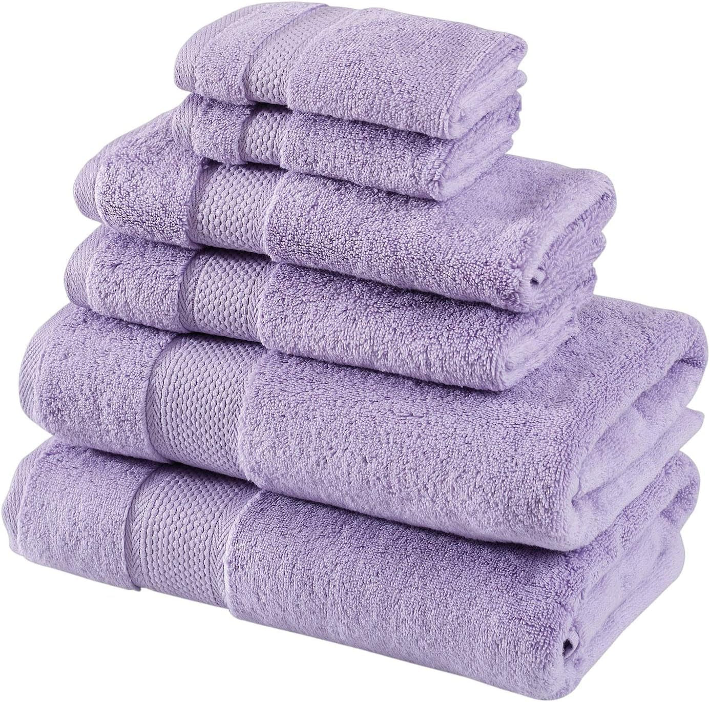 Turkish Towels Luxury Hotel-Spa Towel Set, Non-Gmo 100% Turkish Cotton | Ultra Soft Plush Absorbent Towels (Lavender Purple, 6 Pcs Towel Set)
