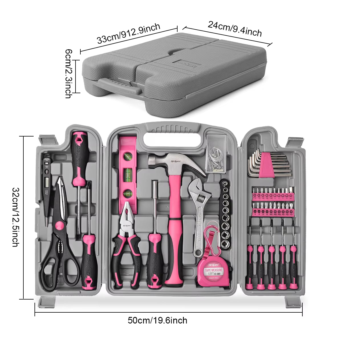 67/71/56/35Pcs Automotive Maintenance Tools -Household Repair Tool Kit Multi-Purpose Pink Hand Tool Set with Storage Box
