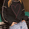 Valentine’s Day Rhinestone Heart Round Neck Long Sleeve Sweatshirt