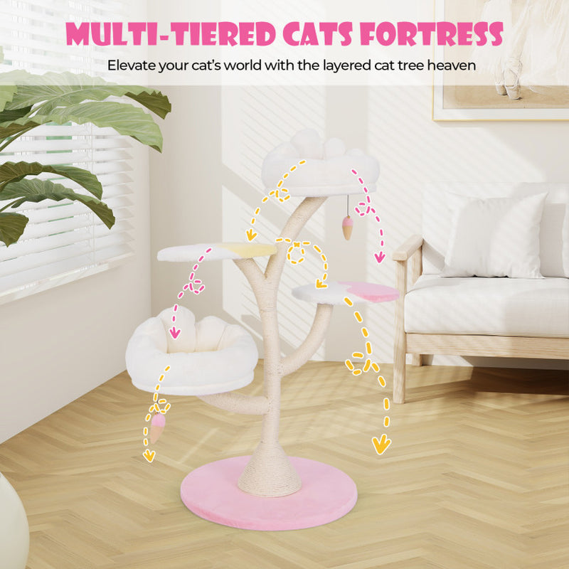 Multi-Layer Cat Tree Cat Tower with 2 Cat Perches 2 Platforms