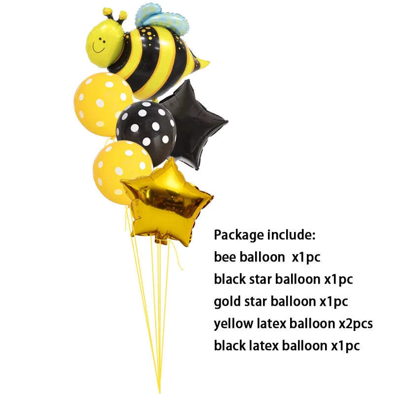 Bumble Bee Theme Party DIY Supplies Kids Birthday Party Decoration Latex Balloon Garland Disposable Tableware Set Baby Shower Su