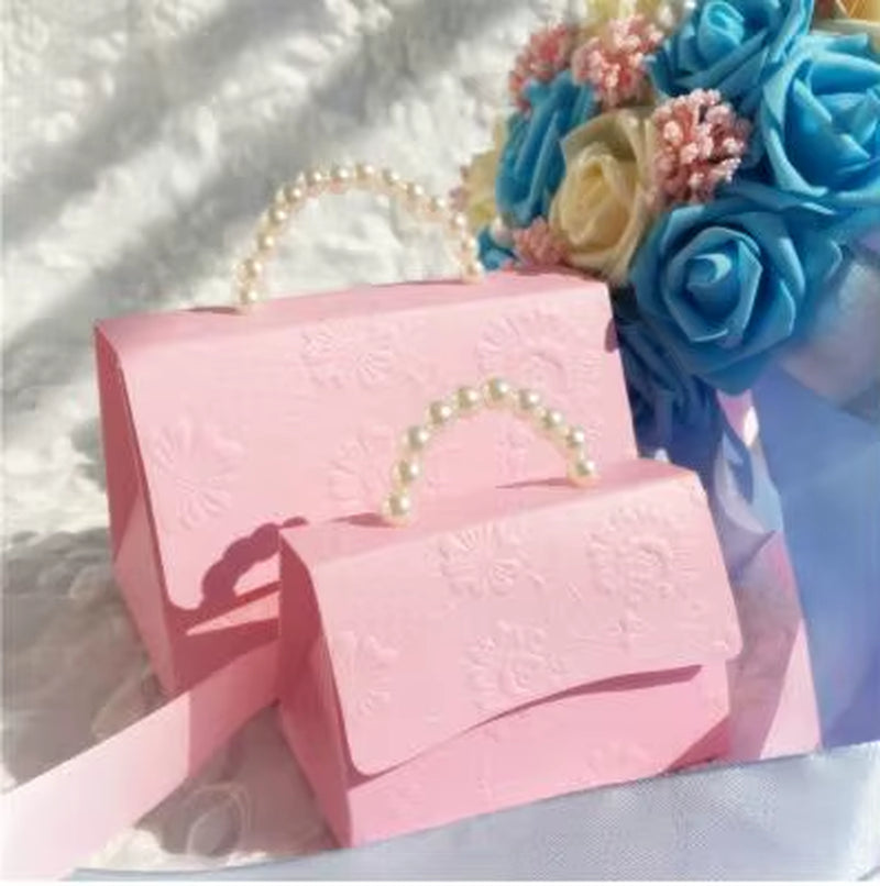 10Pcs Portable Wedding Party Favor Boxes Chocolate Treat Candy Boxes with Ribbons for Wedding Bridal Shower Baby Shower Birthday