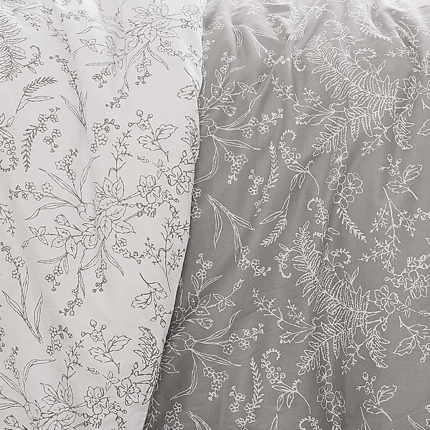 Reversible Floral Duvet Cover Set, Twin//Xl – Premium Microfiber Bedding, Easy Care – Includes 1 Twin Duvet Cover and 1 Sham, Machine Washable, Winter Brush Steel Grey