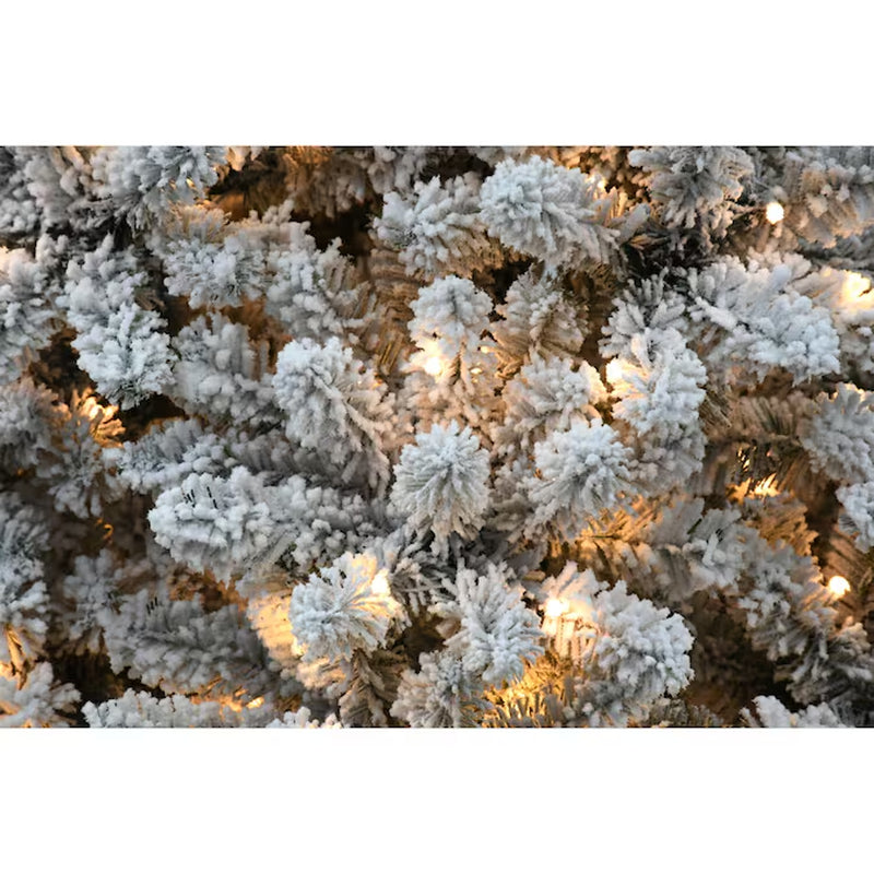 6.5-Ft Winter Snow Pine Pre-Lit Flocked White Artificial Christmas Tree with White LED Lights