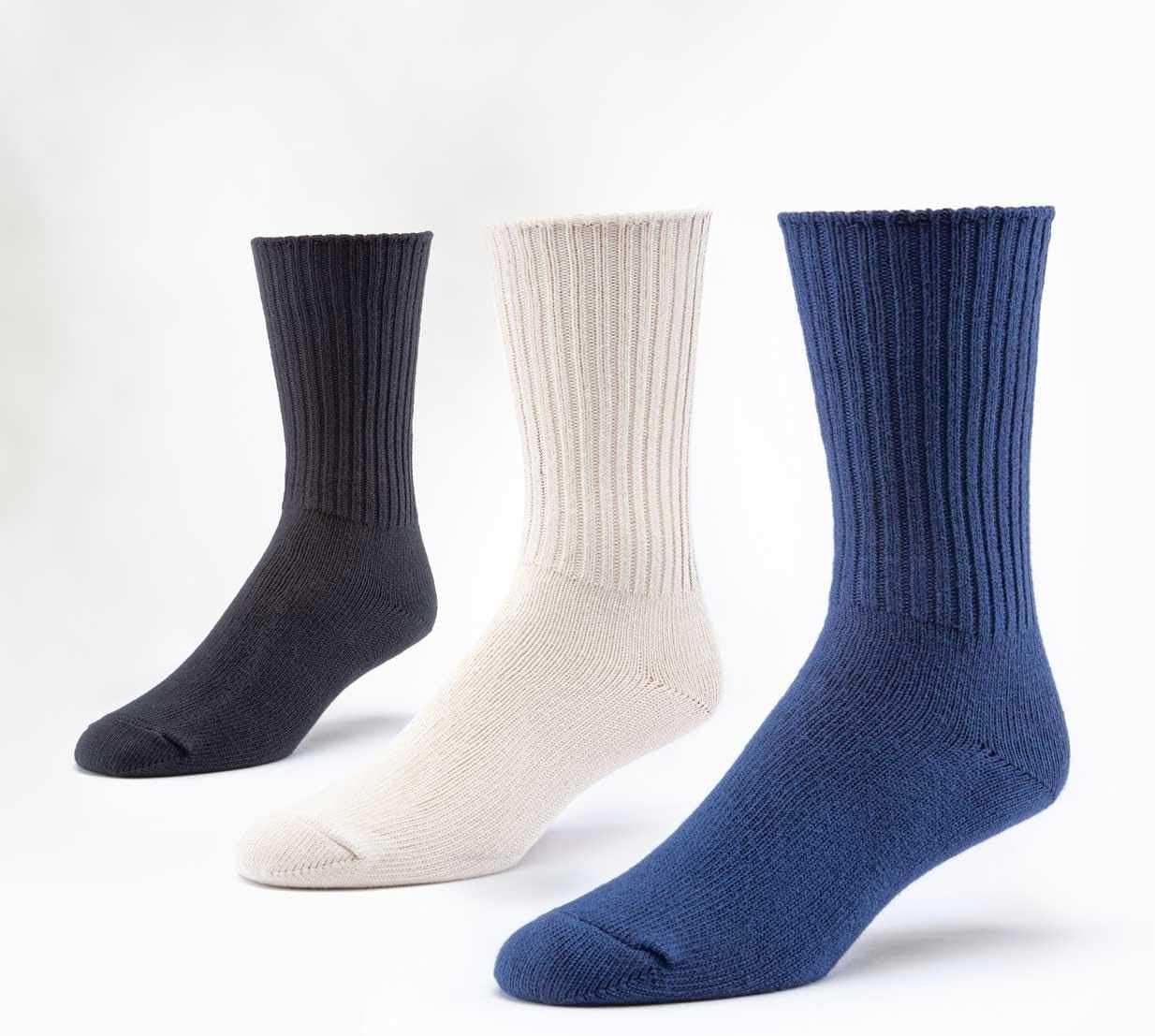 Organic Natural Cotton Tri-Pack Cushion Crew Socks