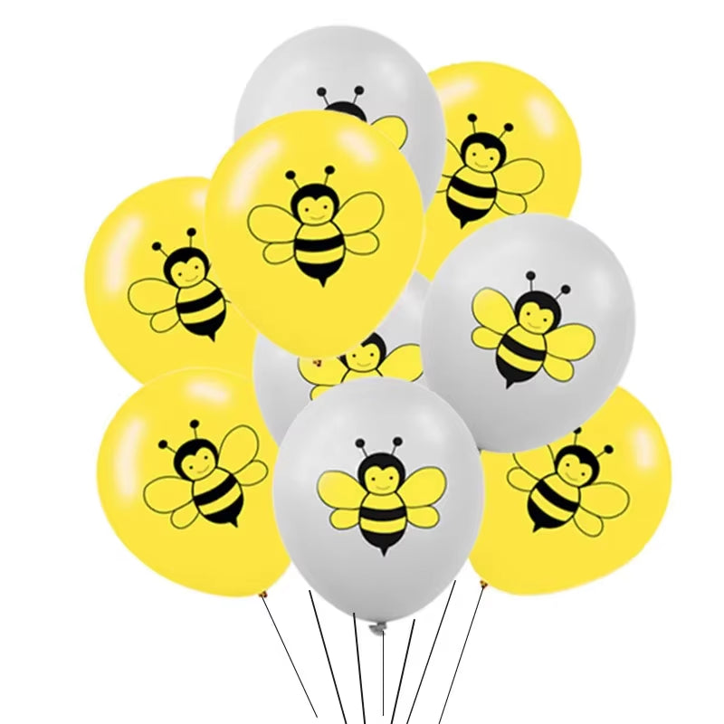 Bumble Bee Themed Happy Bee Day Balloons Happy Birthday Banner Honey Bee Party Decoration Cake Topper Baby Shower Party Supplies