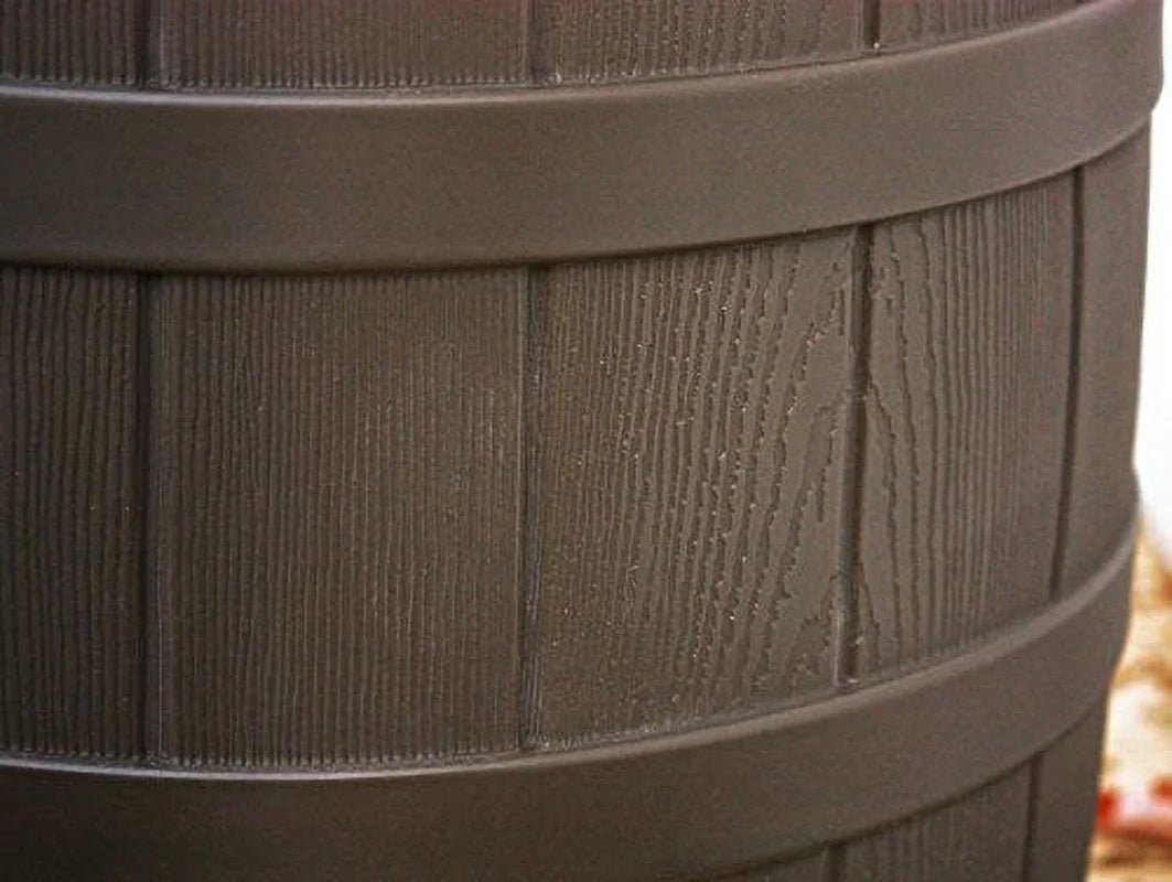 RW50 Rain Wizard 50Gal Plastic Rain Barrel Water Collector, Oak