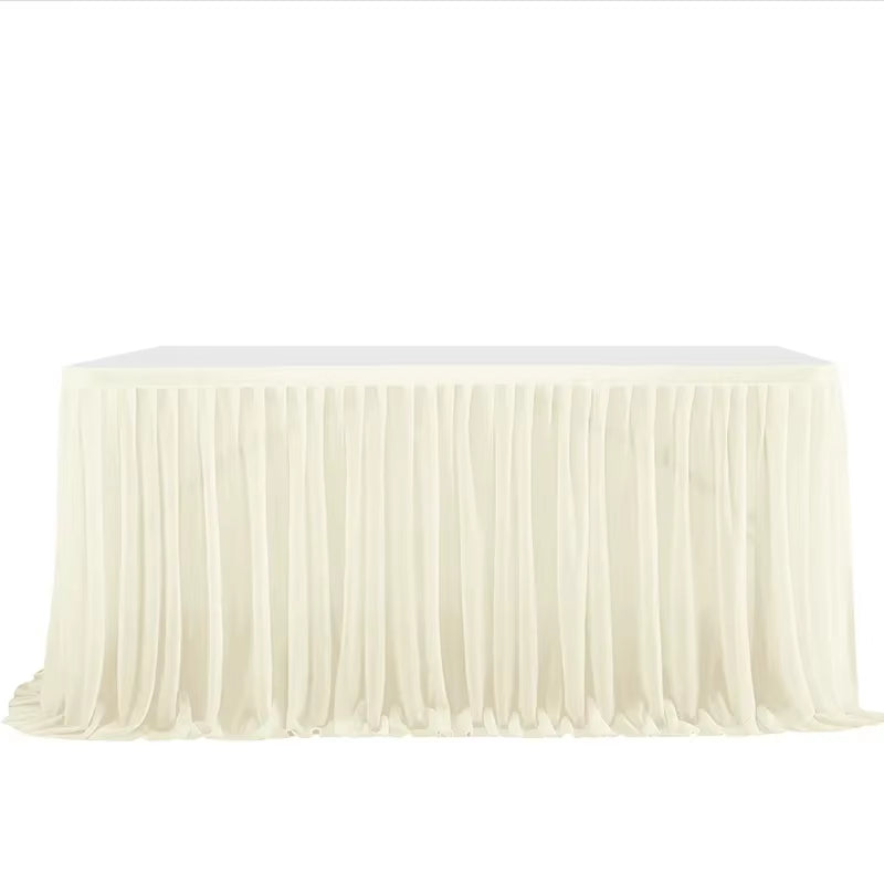 6/9FT Party Table Skirt Birthday Pleated Dessert Tablecloth Cover Wedding Festive Table Skirting Baby Shower Home Table Decor